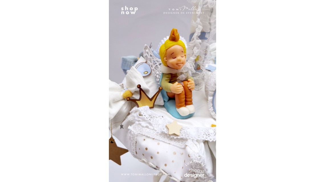 Lumanare botez Le Petit Prince cu figurina Micul Print lucrata manual 1